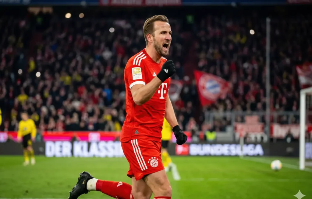 Harry Kane ฉลองประตูในเกมบุนเดสลีกาที่นักเดิมพันโอเวอร์บุนเดสลีกาจับตา